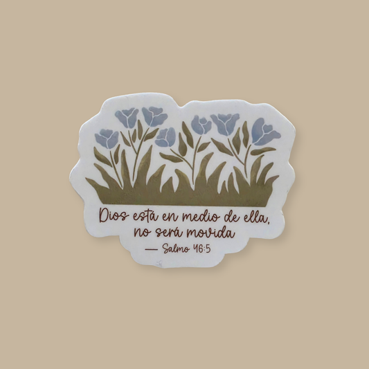 Sticker Cristiano Dios Está en Medio de Ella, No Será Movida | Salmo 46:5